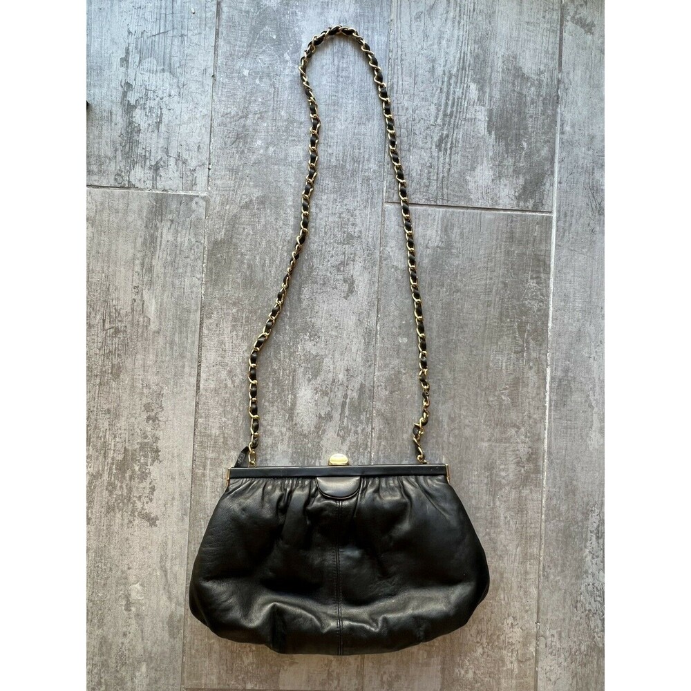 CARLO FELLINI Leather Shoulder Crossbody Evening Bag Clutch Vintage Designer EUC